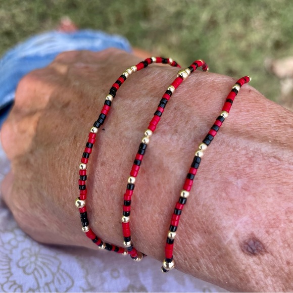 Memphis Gameday stack! miyuki delicas seed beed +14k gold filled bead bracelets - Picture 9 of 15